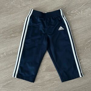 Adidas track pants (size 12 months), Navy with white stripes